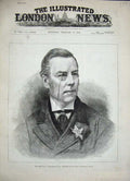 Original Old Antique Print 1886 Portrait Chamberlain President Government Board
