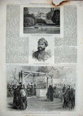 Antique Old Print 1886 Castle Starnberg Holkar King Bavaria Palace Munich 19th