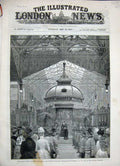 Old Antique Print 1886 Queen Liverpool Exhibition Mayor Dais Kensington 19th