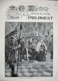 Old Antique Print 1886 Queen House Lords Parliament Members Commons Men 19th