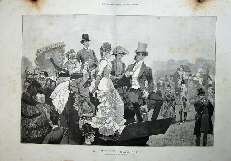 Original Old Antique Print 1886 Woodville Fine Art Horse Racing Sport Carriage