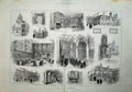 Original Old Antique Print 1886 Chaterhouse Cloisters Chapel Tower Wash-House