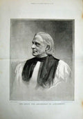 Old Antique Print 1886 Portrait His Grace Archbishop Canterbury Man Art 19th