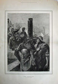 Old Antique Print 1886 Fine Art Davidson Knowles Fish Market Men Ships 19th