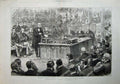 Old Antique Print 1886 House Commons Debate Government Ireland Fine Art 19th