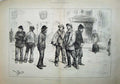 Original Old Antique Print 1886 Unemployed People London Street Barnard 19th