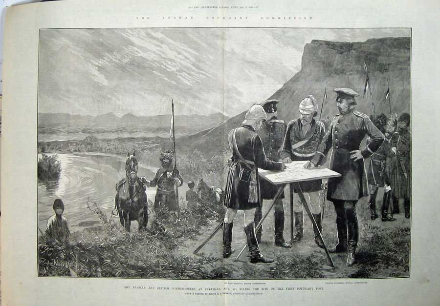 Old Antique Print 1886 Russian British Commissioners Zulfikar War Sier 19th