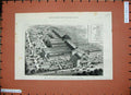 Old Antique Print 1886 Birds Eye View Liverpool Exhibition Buildings Plan 19th