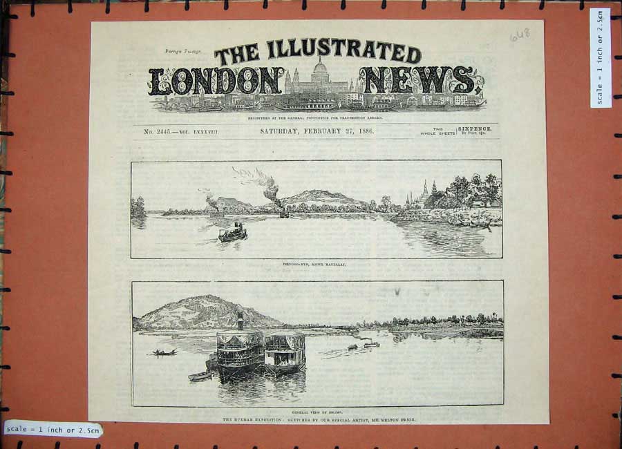 Old Antique Print 1886 Burmah Expedition Bhamo Tsengoo-Myo Mandalay War 19th