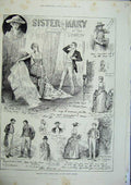 Old Antique Print 1886 Sister Mary Comedy Theatre Actors Men Women Sketch 19th