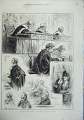Original Old Antique Print 1886 Sketches Law Courts Lord Chief Justice Ludlow