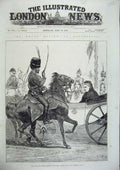 Old Antique Print 1886 Aldershott Prince Wales Horse Queen Carriage War 19th