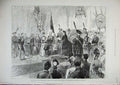 Original Old Antique Print 1886 Queen Edinburgh Exhibition Building Scotland