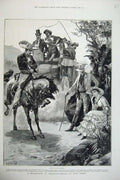 Original Old Antique Print 1886 Overend Fine Art Horse Stage Coach People 19th