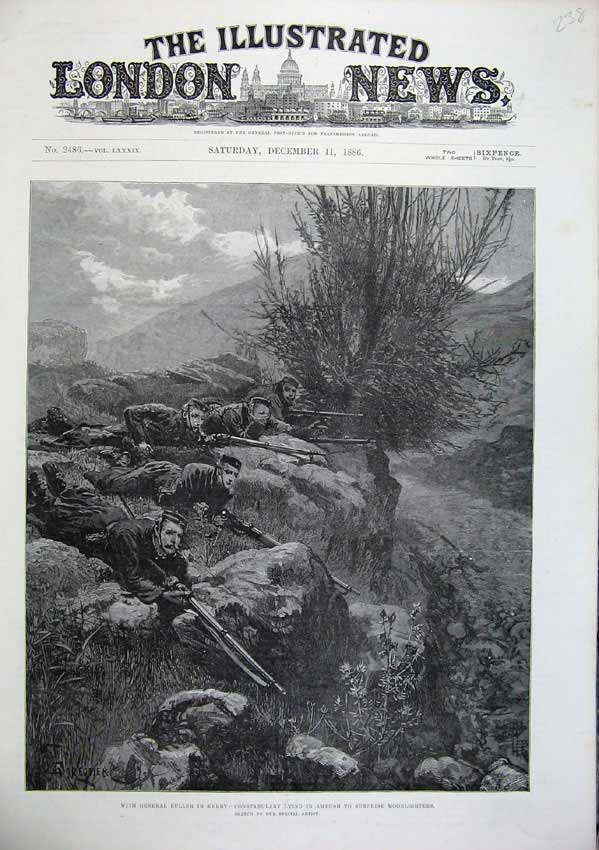 Old Antique Print 1886 Fine Art General Buller Kerry Ambush War Forestier 19th