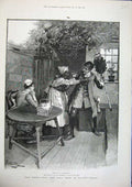 Old Antique Print 1886 Forestier Fine Art Servant Lady Man Eye Patch Lady 19th