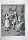 Original Old Antique Print 1886 Forestier Fine Art Beautiful Woman Man Romance