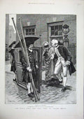Old Antique Print 1886 Forestier Fine Art Lady Street Carriage Taylor Men 19th
