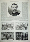 Original Old Antique Print 1886 Major Redvers Henry Buller Ireland Horse Police