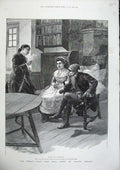 Old Antique Print 1886 Forestier Fine Art Man Reading Woman House Besant 19th