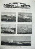 Original Old Antique Print 1886 Volcano New Zealand Mount Tarawera Lake Okaro