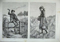 Original Old Antique Print 1886 Little Girl Phyllis Boy Corydon 19th