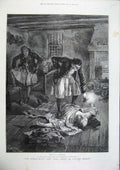 Old Antique Print 1886 Fine Art Forestier House People Dead Table Chair 19th