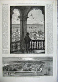 Old Antique Print 1886 View Charleston Michaels Church Earthquake America 19th