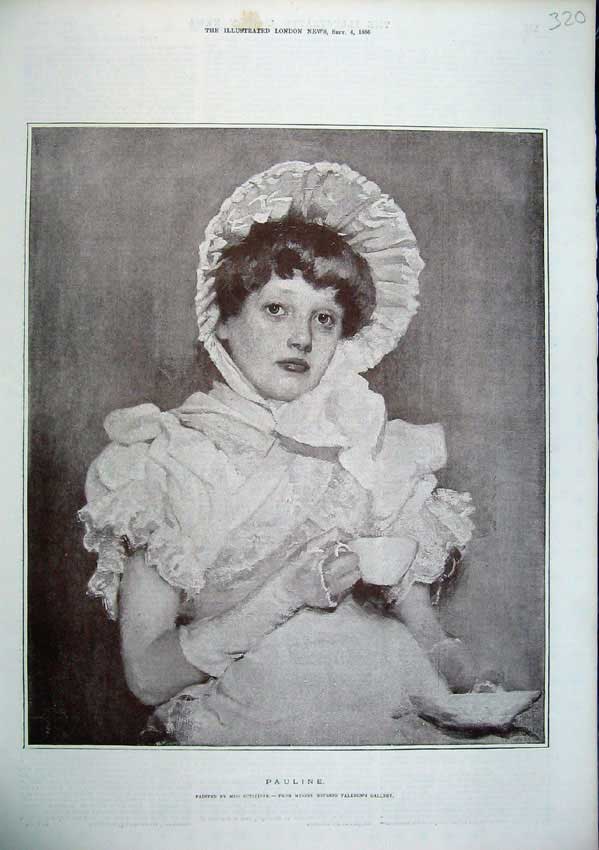 Old Antique Print 1886 Portrait Pauline Miss Sutcliffe Valadon'S Gallery 19th
