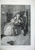 Old Antique Print 1886 Fine Art Forestier Man Woman Romance Walter Besant 19th