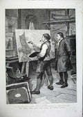 Original Old Antique Print 1886 Forestier Fine Art Man Artist Painting Picture