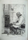 Original Old Antique Print 1886 Gunning King Church Man Sleeping Priest 19th
