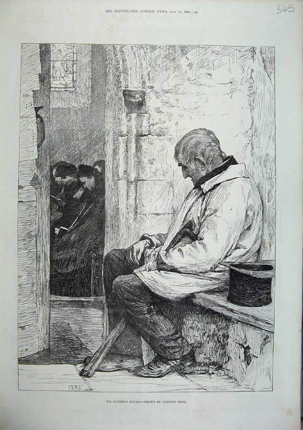 Original Old Antique Print 1886 Gunning King Church Man Sleeping Priest 19th