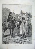 Original Old Antique Print 1886 General Election Lady Canvasser Horse Woodville