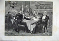 Old Antique Print 1886 Hopkins Fine Art Men Dinner Politics Smoking Table 19th