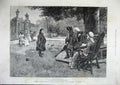 Old Antique Print 1886 Forestier Fine Art Garden People Man Peg-Leg Trees 19th