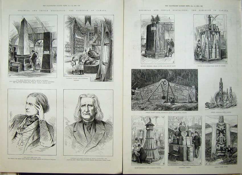 Old Antique Print 1886 Canada Abbe Liszt Canoe Coal Totem Poles Cheese 19th