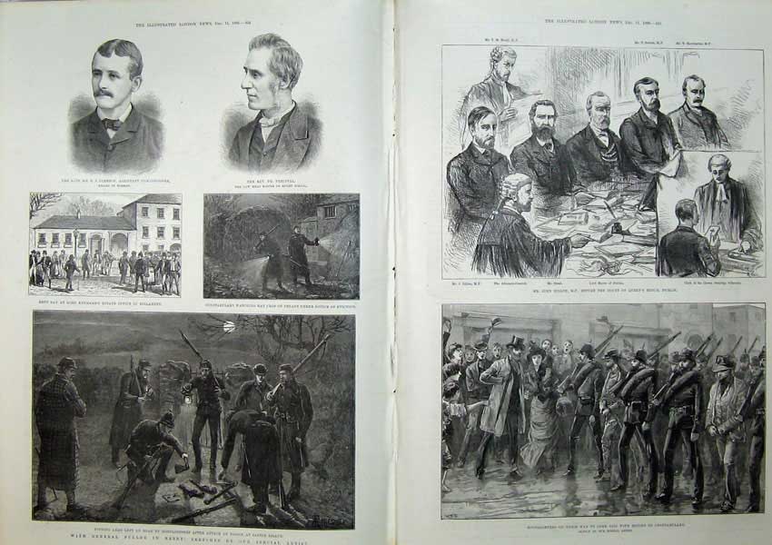 Antique Old Print 1886 General Buller Ireland Police Castle Island Dillon 19th