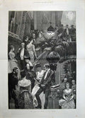 Original Old Antique Print 1886 Woodville Art Men Women Dancing Romance Fine