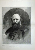 Original Old Antique Print 1886 Portrait Marquis Salisbury Man Prime Minister