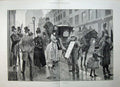 Old Antique Print 1886 Woodville Fine Art Raining Piccadilly Horse Coach 19th