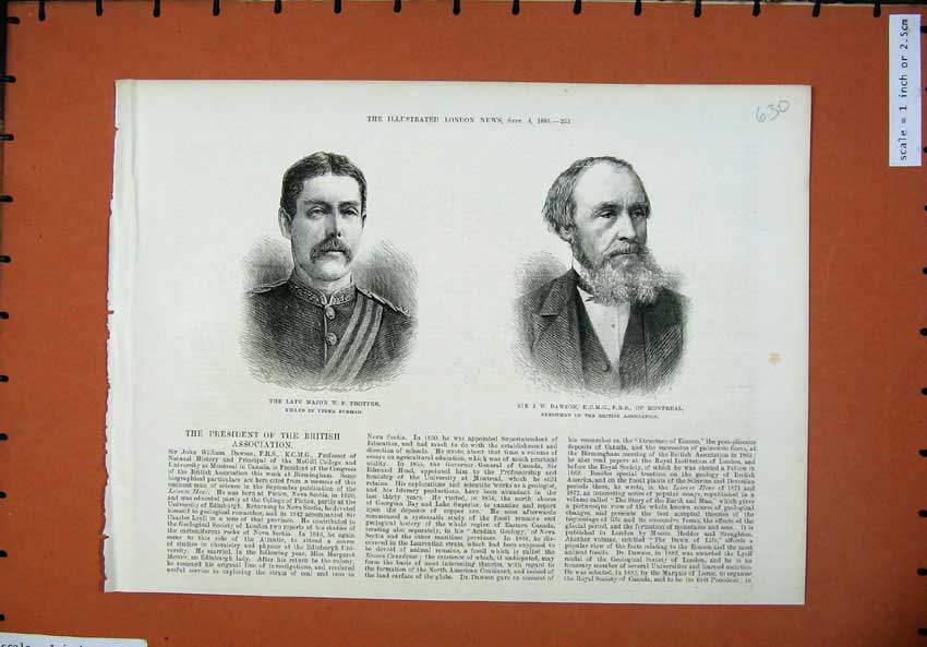Original Old Antique Print 1886 Major Trotter William Dawson Montreal War Men
