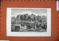Original Old Antique Print 1886 Palace Prince Alexander Bulgaria Sofia War Army