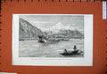 Old Antique Print 1886 Buda Ancient Capital Hungary Boats House Fine Art 19th