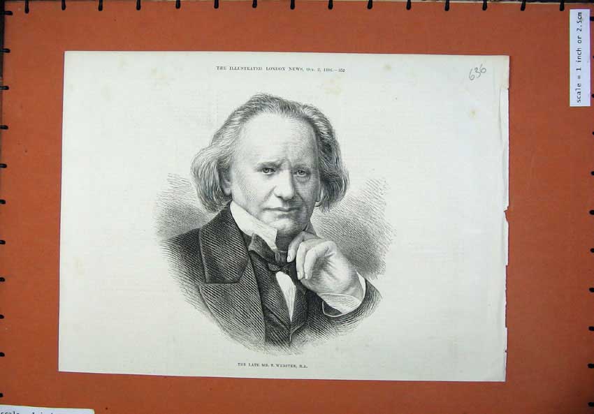 Original Old Antique Print 1886 Portrait Mr Webster Artist Man 19th