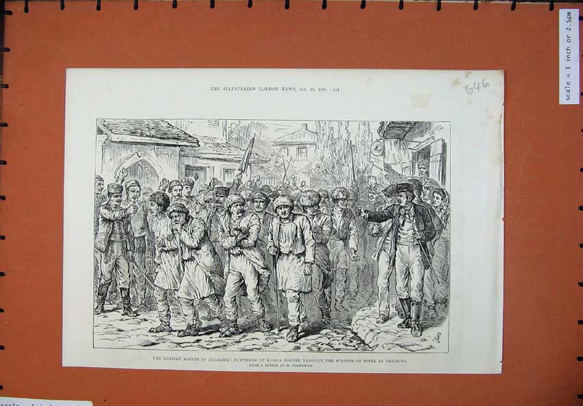 Antique Old Print *0235 1886 Russian Agents Bulgaria Partisans Sofia Traitors