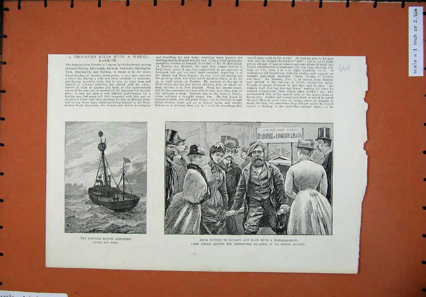 Old Antique Print 1886 Kentish Knock Light Ship James Gordon Westminster 19th
