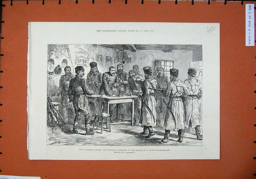 Old Antique Print 1886 Bulgarian Crisis Conspirators Priest Beckovazt Men 19th