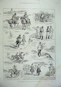 Old Antique Print 1887 Military Manoeuvre Camp Exercise Rawul Pindi India 19th