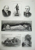 Old Antique Print 1887 Dilkoosha Palace Lucknow Havelock Fraser Jones Men 19th
